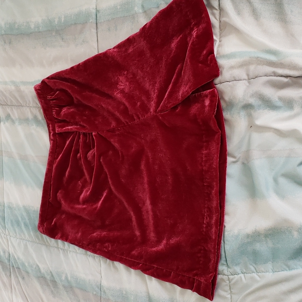 Anthropologie Monte Raspberry Velvet Mini Skirt